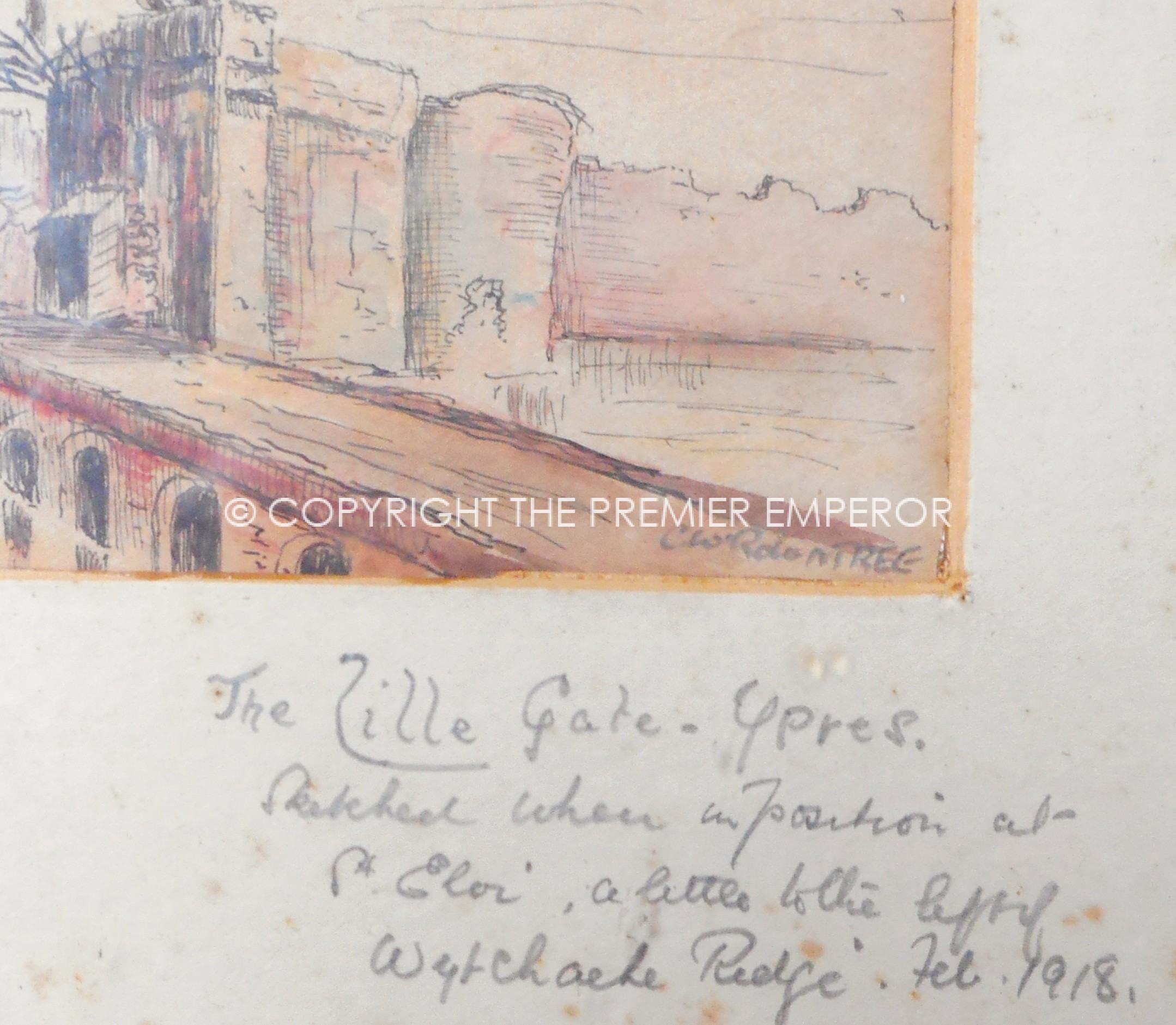 Lille Gate Ypres, Feb.1918(Watercolour/Pen & Ink.).