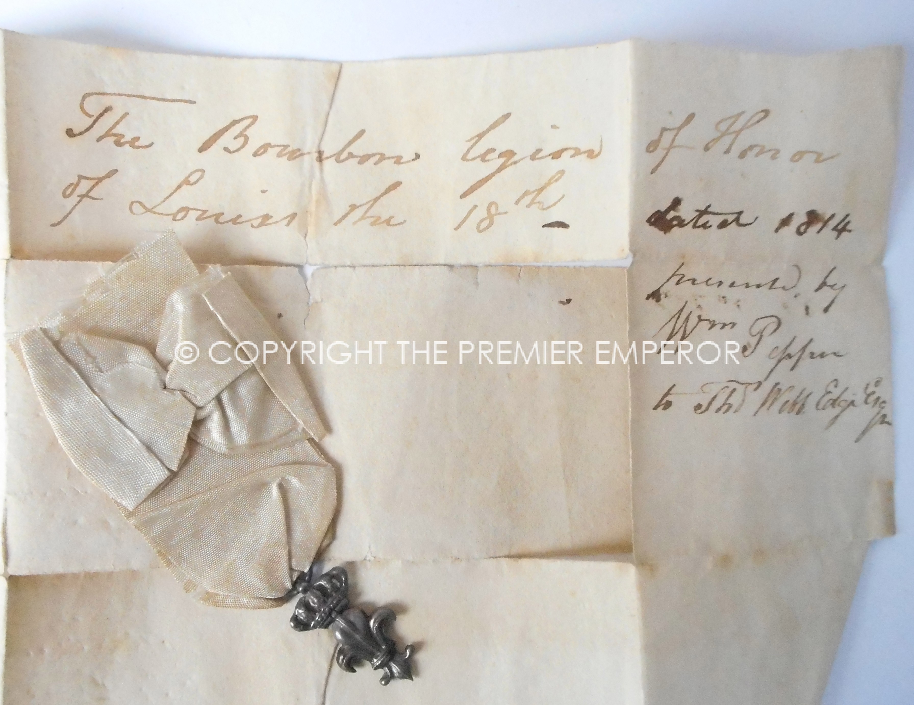 French Order du Lys,1814 1with paperwork.