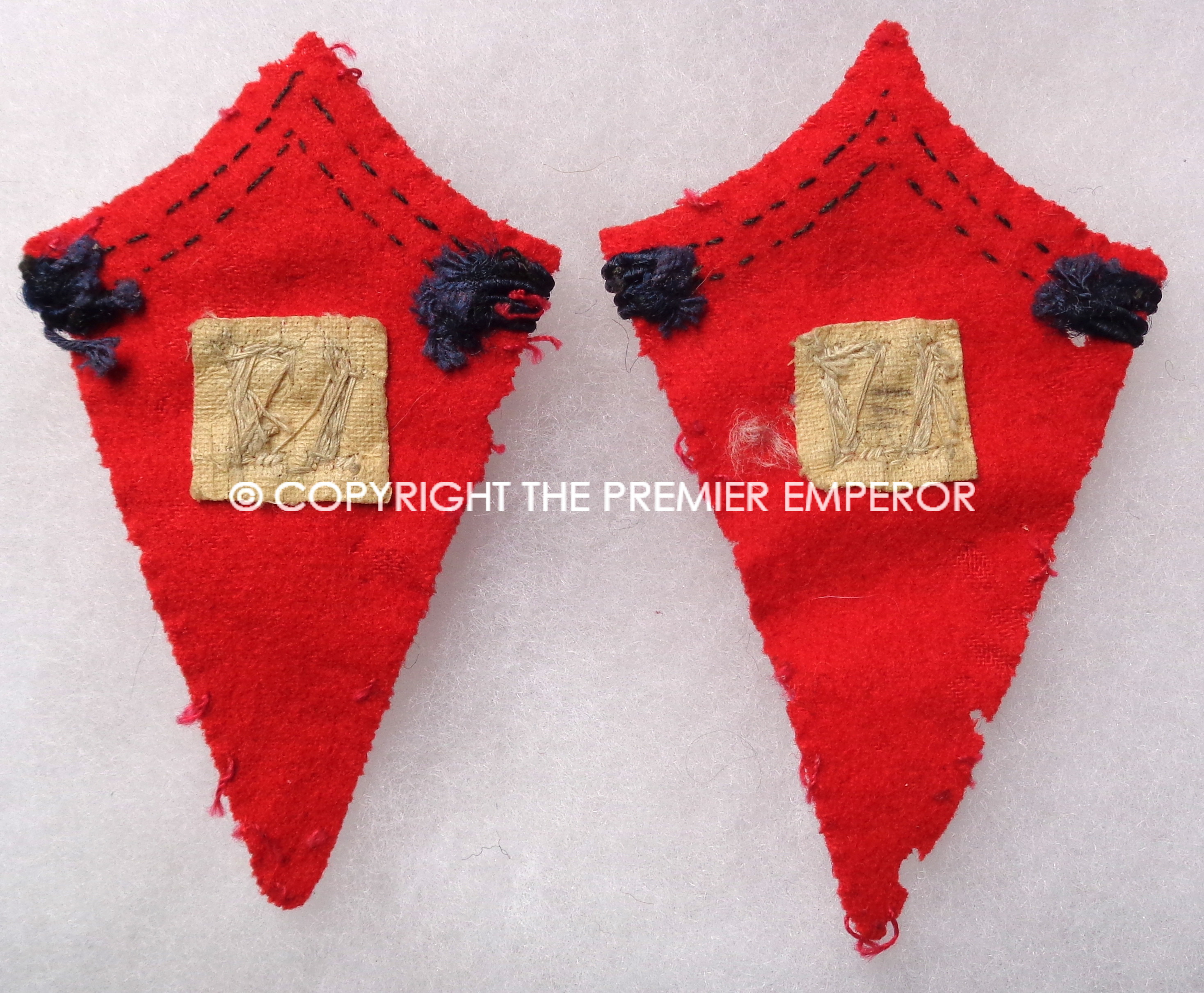 France. Pair of 17th Regiment D'Artillerie Officiers collar patchs.Circa.1940