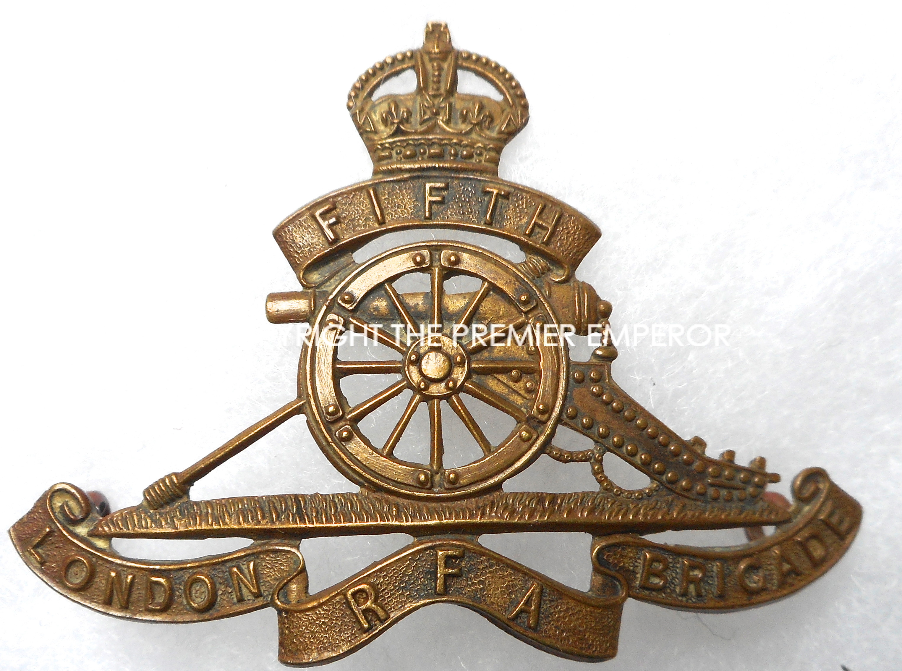 British 5th London Royal Field Artillery Brigade cap badge.