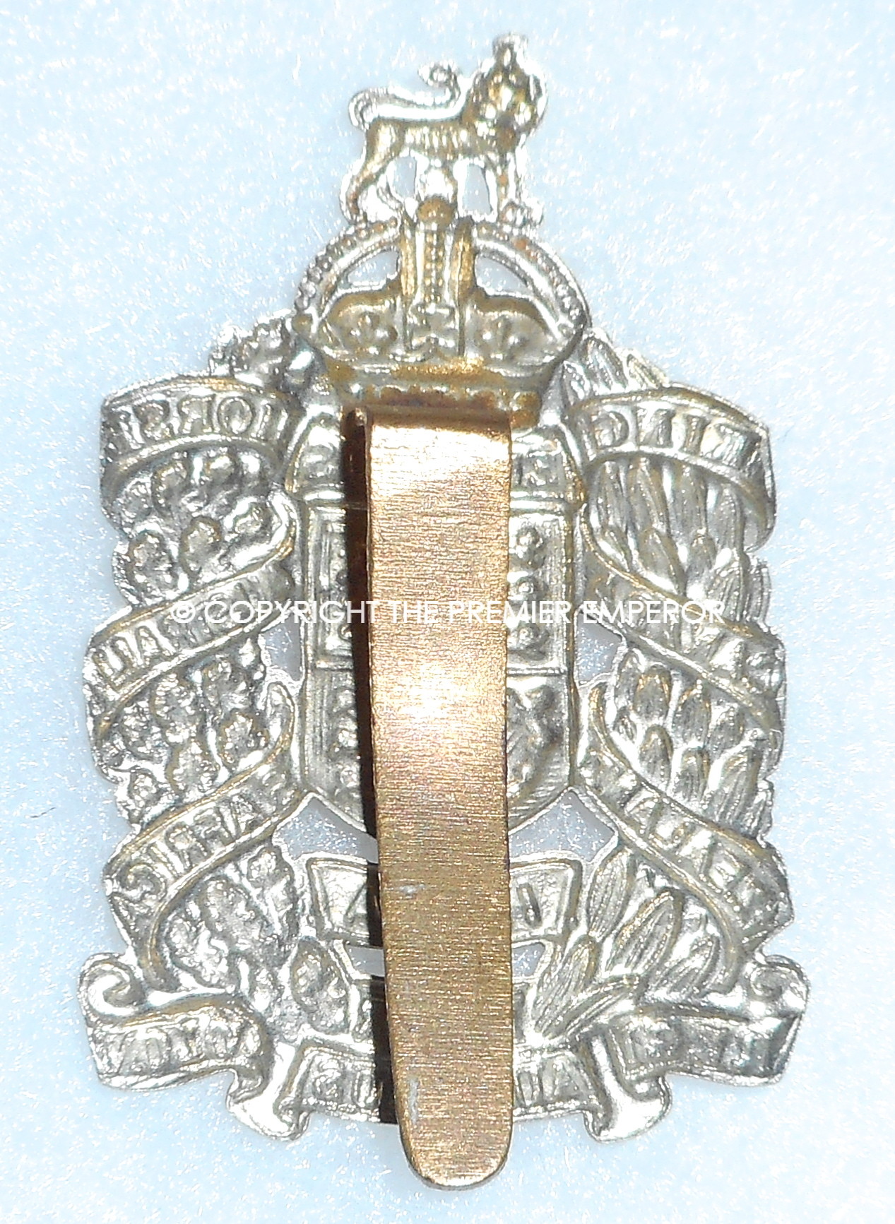 British King Edward's Horse(The Dominions Regiment)Special Reserve Cavalry cap badge.2nd type. (Incorrect Spelling of Motto)Circa.1908-1922