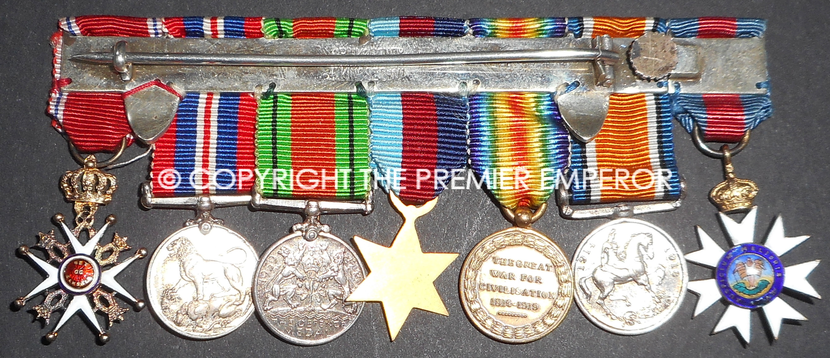 British. 100% Authentic Miniature group of medals belonging to Colonel Frank Foley MI6. with Rudolph Hess related items.