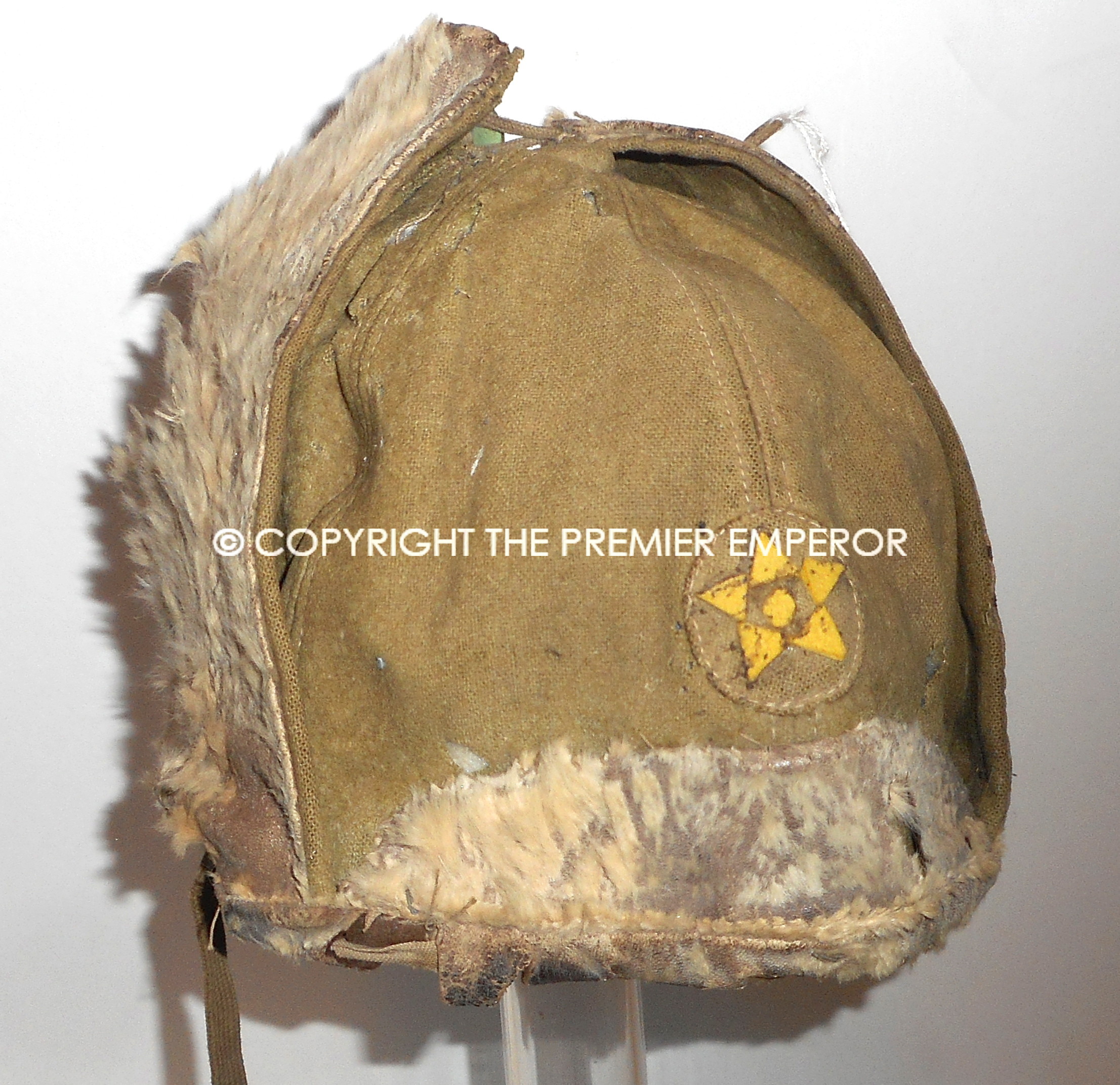 Japan. Japanese Winter Warfare Army Rabbit skin Fur hat. Circa.1930's Early 40's.