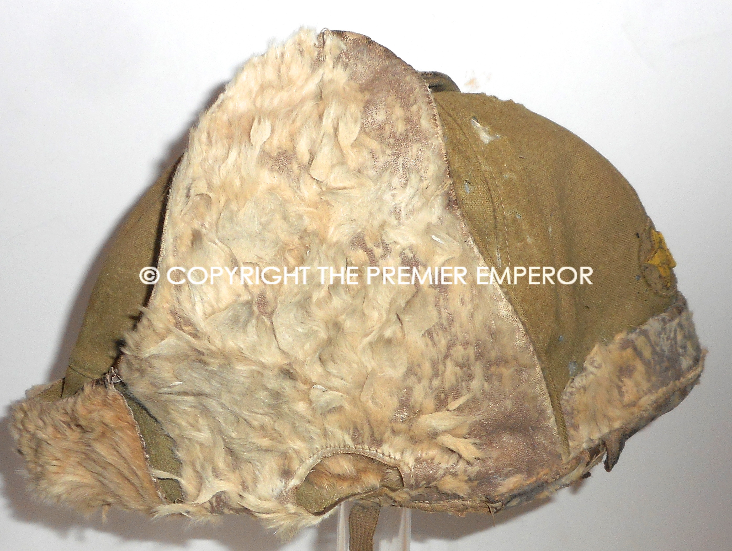 Japan. Japanese Winter Warfare Army Rabbit skin Fur hat. Circa.1930's Early 40's.