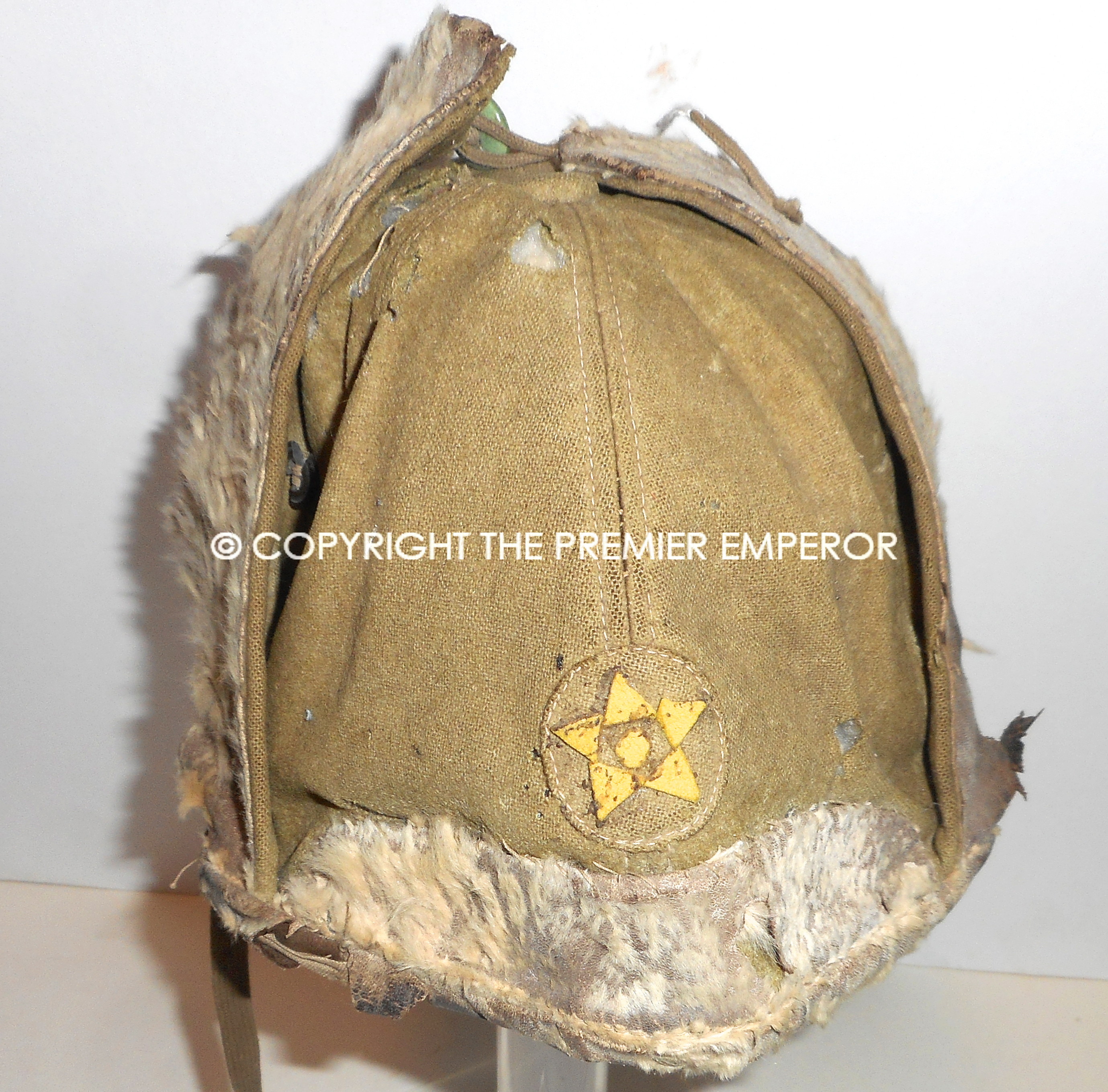 Japan. Japanese Winter Warfare Army Rabbit skin Fur hat. Circa.1930's Early 40's.