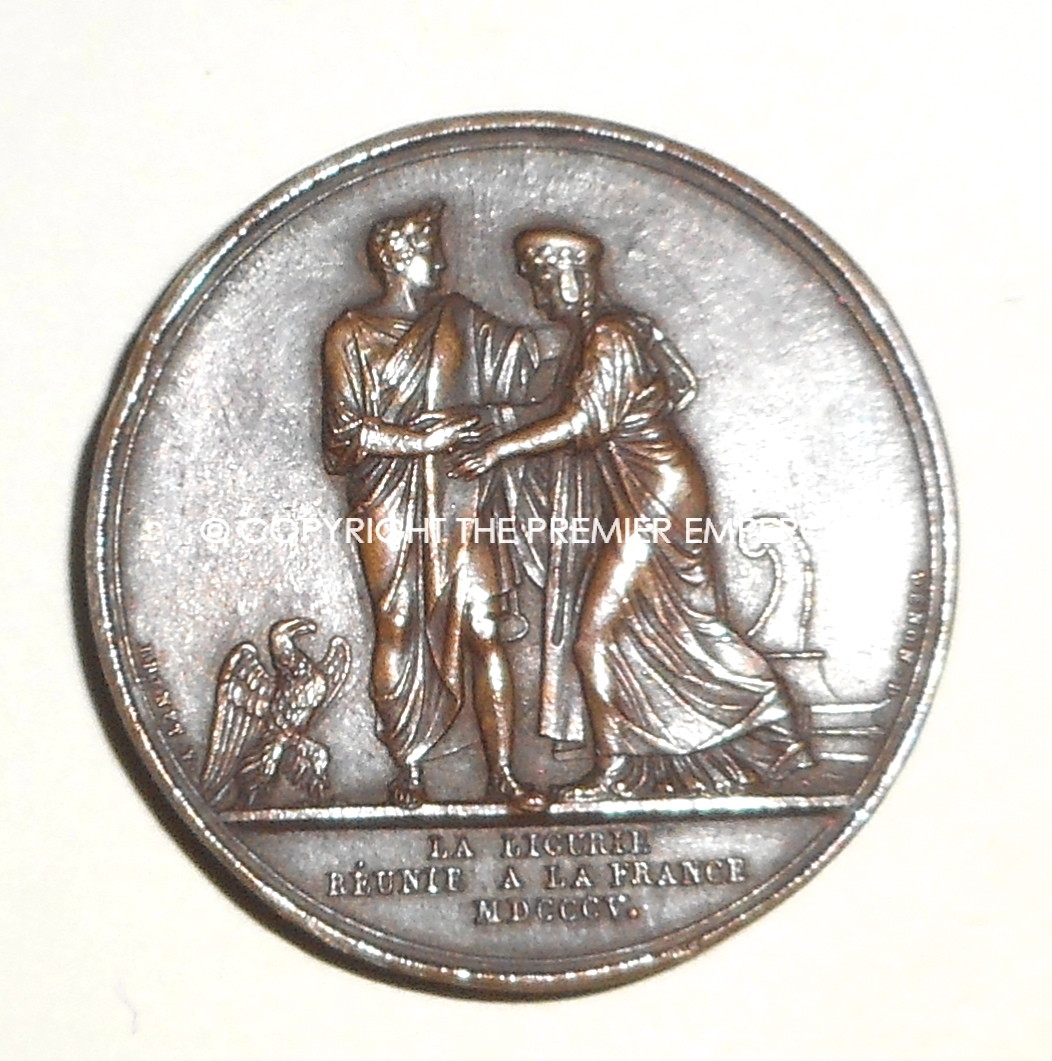 French bronze medallion of Napoleon Emperor & King for the Reunion of France 1805